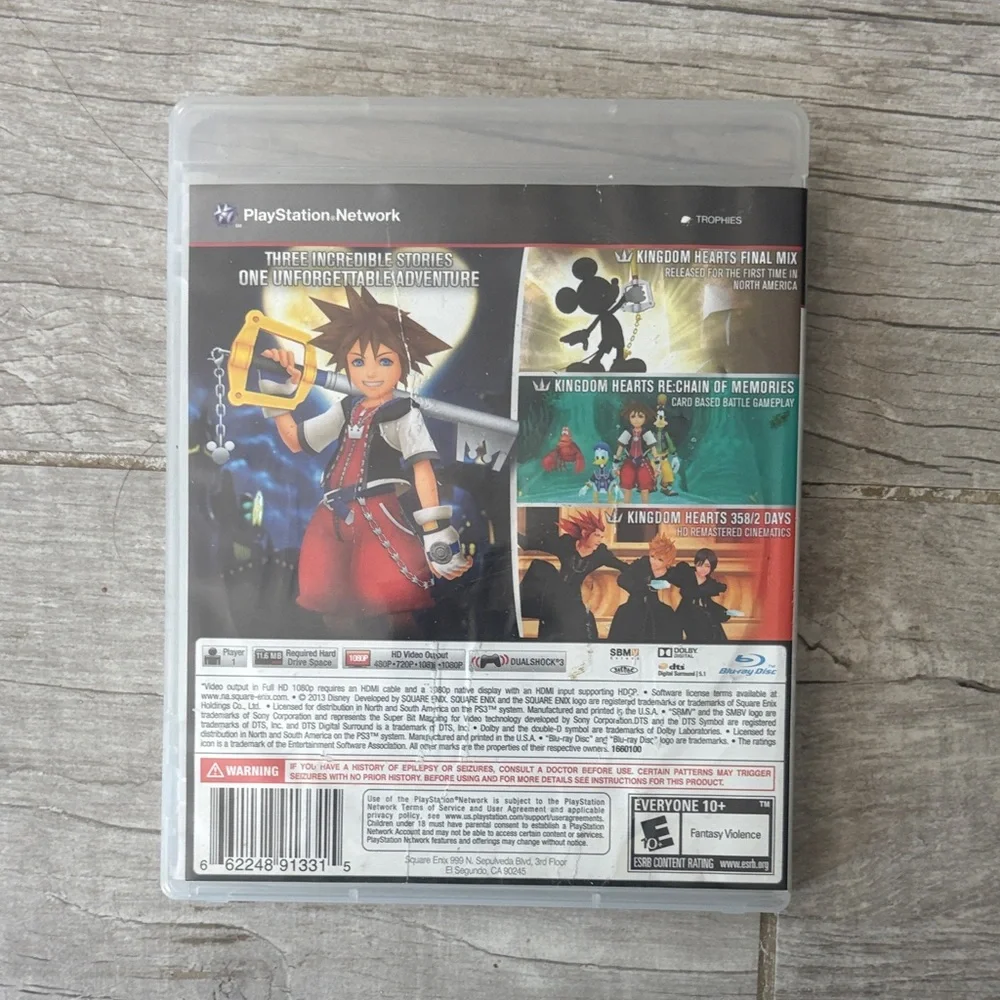 Sony PS3 Kingdom Hearts Video Game - Black and White Cover